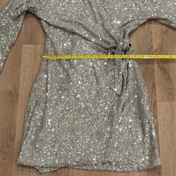 H&M silver sequins wrap dress, size M - Picture 13 of 16